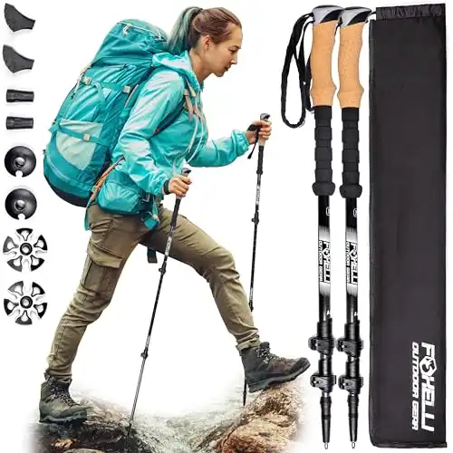 Foxelli Trekking Poles Collapsible Shock Absorbent